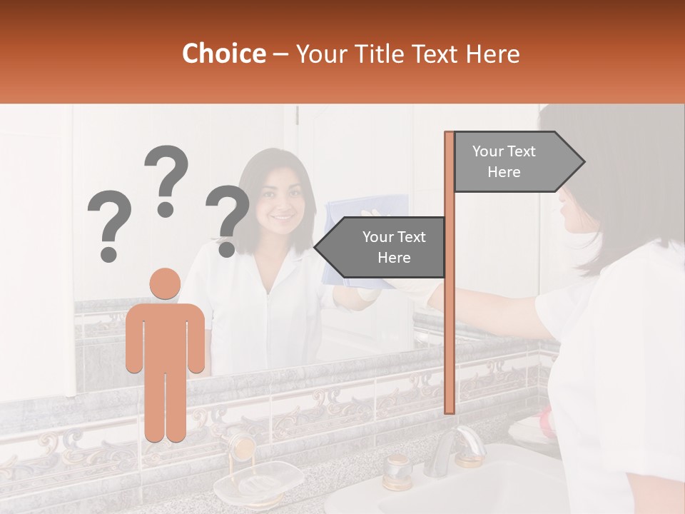 A Woman In White Scrubs Her Hands In Front Of A Mirror PowerPoint Template