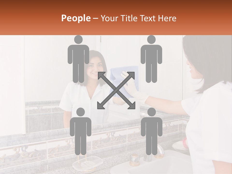 A Woman In White Scrubs Her Hands In Front Of A Mirror PowerPoint Template