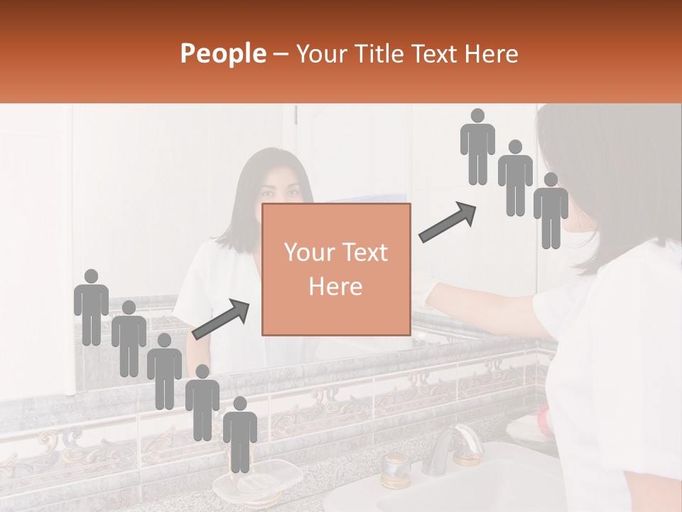 A Woman In White Scrubs Her Hands In Front Of A Mirror PowerPoint Template