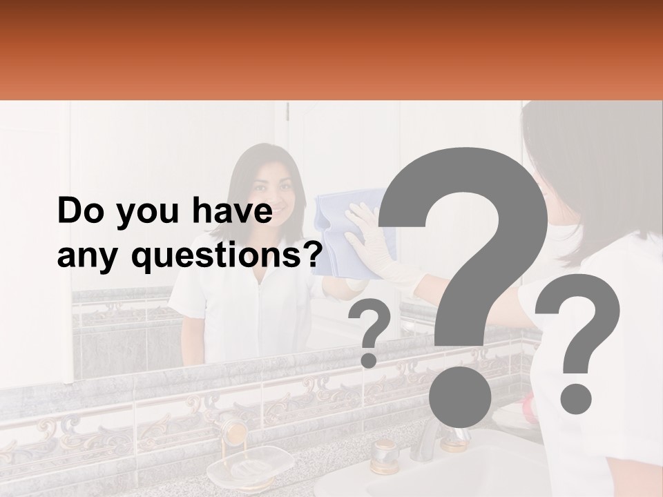 A Woman In White Scrubs Her Hands In Front Of A Mirror PowerPoint Template