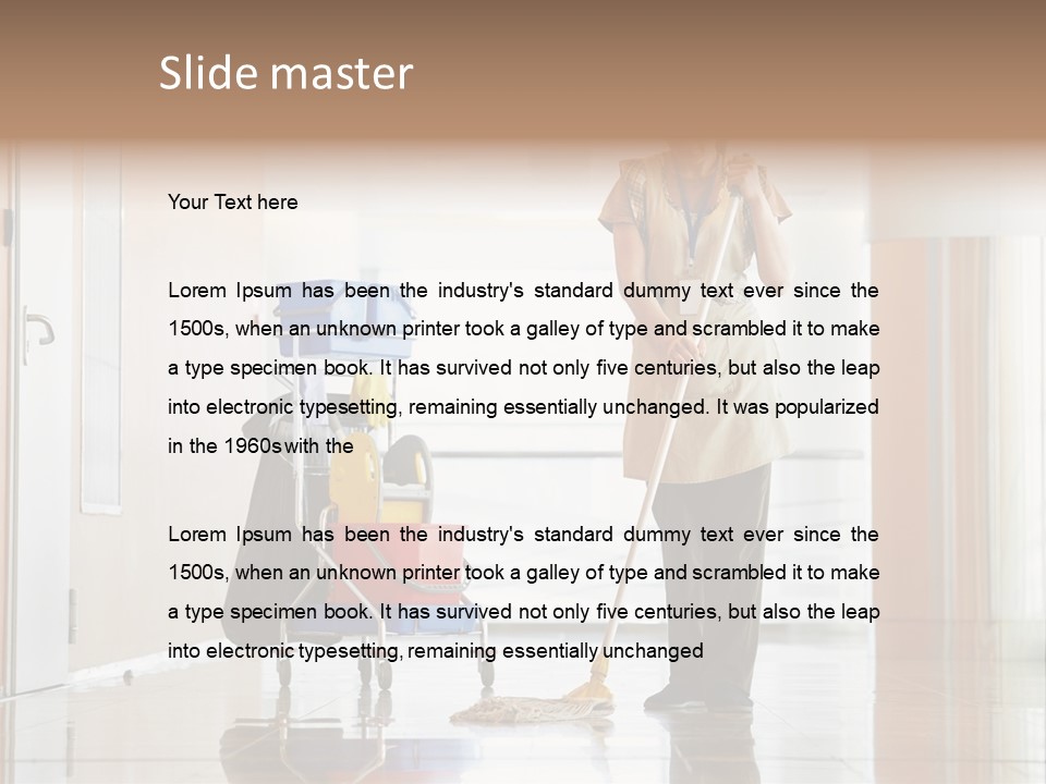 A Woman Cleaning The Floor With A Mop PowerPoint Template