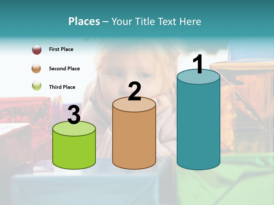 A Little Girl Sitting In Front Of A Pile Of Presents PowerPoint Template