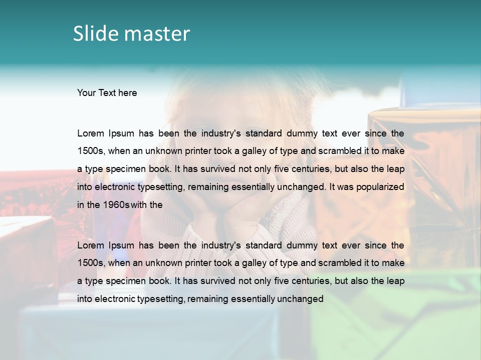 A Little Girl Sitting In Front Of A Pile Of Presents PowerPoint Template