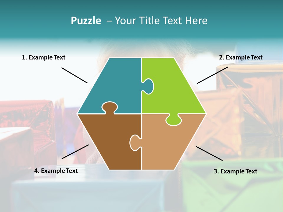 A Little Girl Sitting In Front Of A Pile Of Presents PowerPoint Template