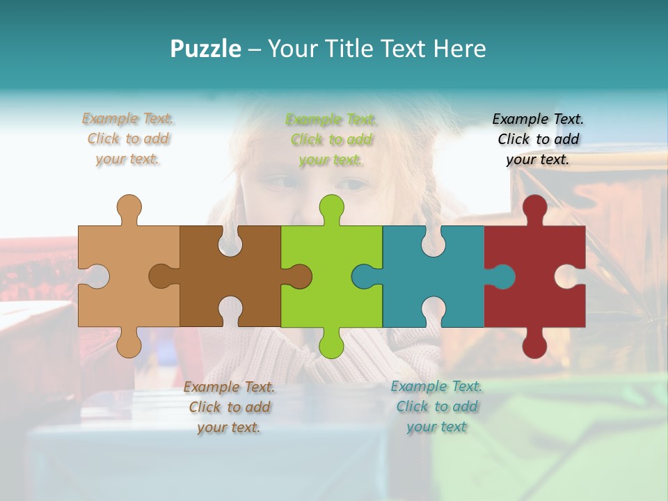 A Little Girl Sitting In Front Of A Pile Of Presents PowerPoint Template