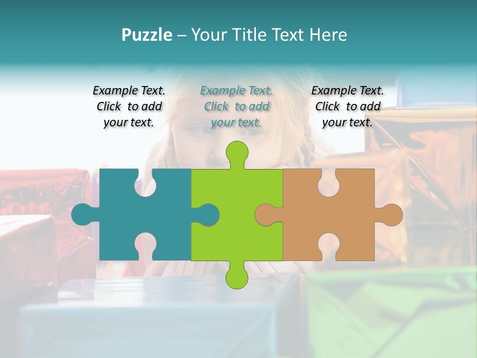 A Little Girl Sitting In Front Of A Pile Of Presents PowerPoint Template