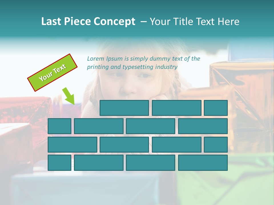 A Little Girl Sitting In Front Of A Pile Of Presents PowerPoint Template