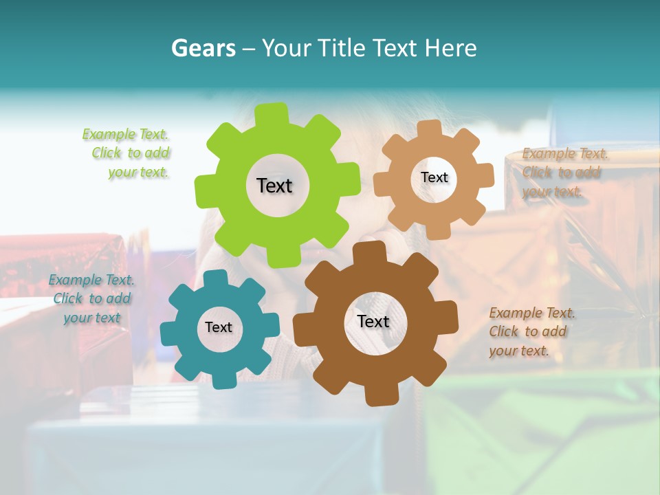 A Little Girl Sitting In Front Of A Pile Of Presents PowerPoint Template