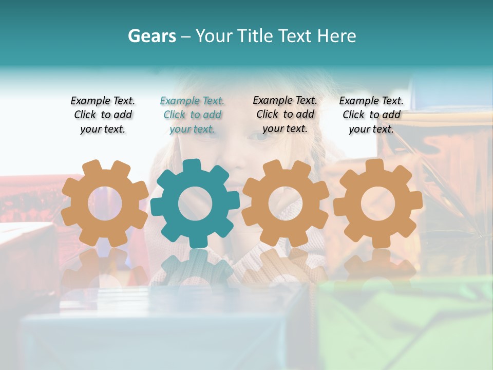 A Little Girl Sitting In Front Of A Pile Of Presents PowerPoint Template