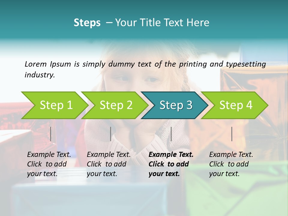 A Little Girl Sitting In Front Of A Pile Of Presents PowerPoint Template