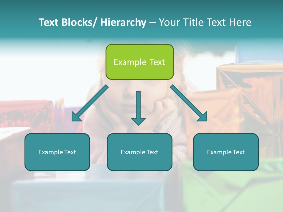 A Little Girl Sitting In Front Of A Pile Of Presents PowerPoint Template