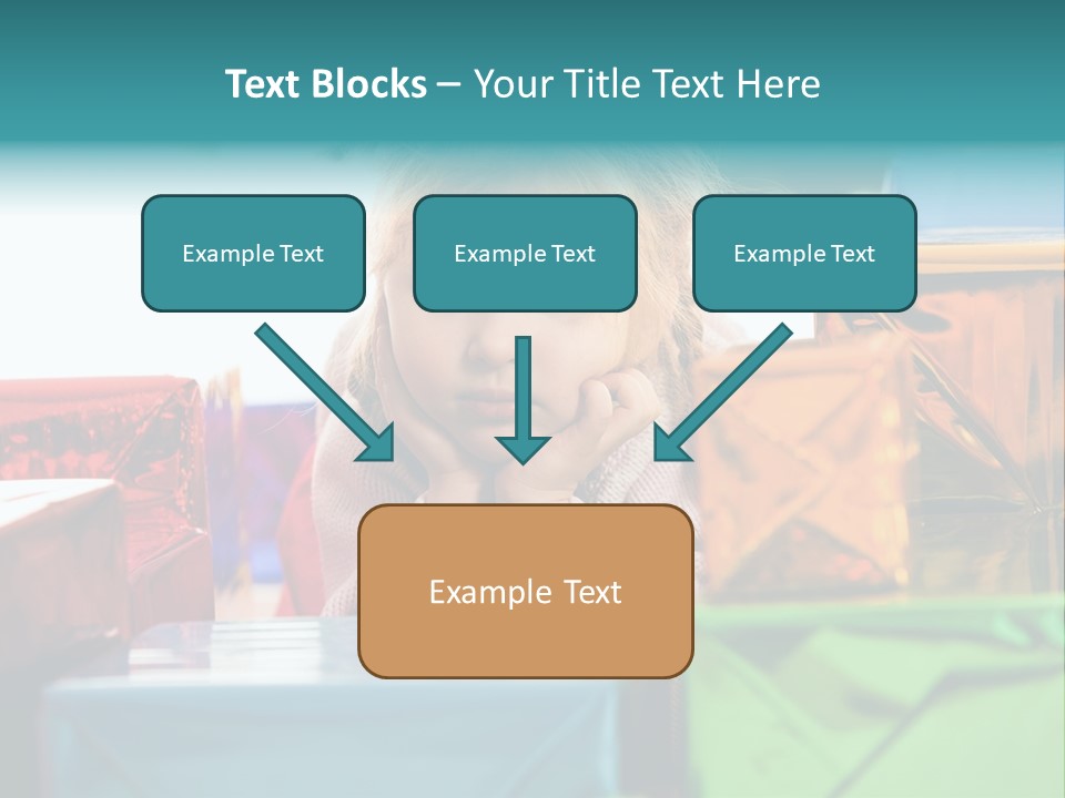 A Little Girl Sitting In Front Of A Pile Of Presents PowerPoint Template