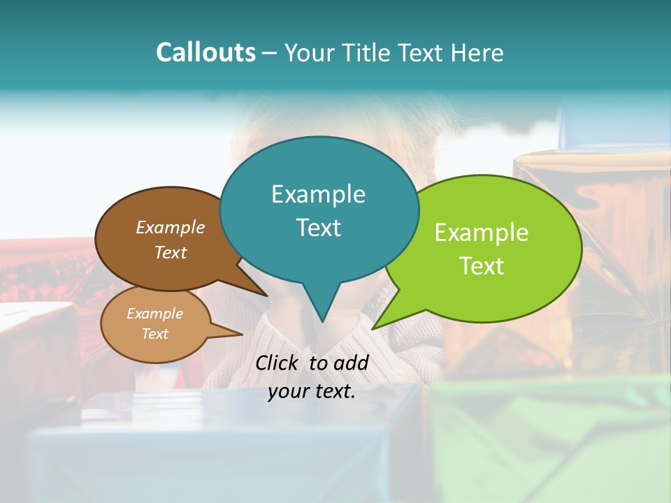 A Little Girl Sitting In Front Of A Pile Of Presents PowerPoint Template