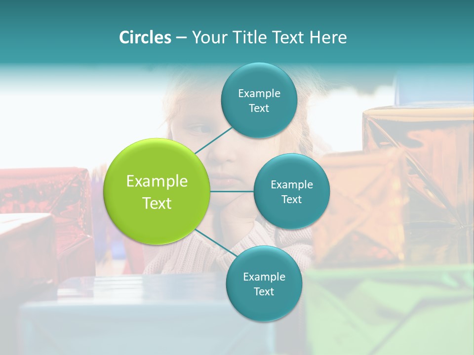 A Little Girl Sitting In Front Of A Pile Of Presents PowerPoint Template