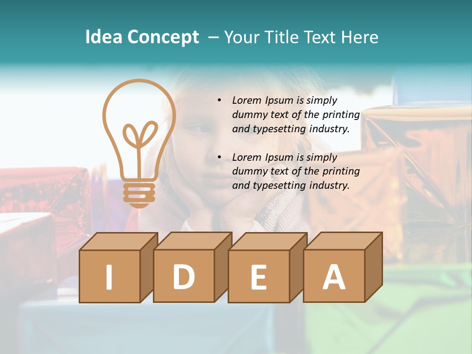 A Little Girl Sitting In Front Of A Pile Of Presents PowerPoint Template