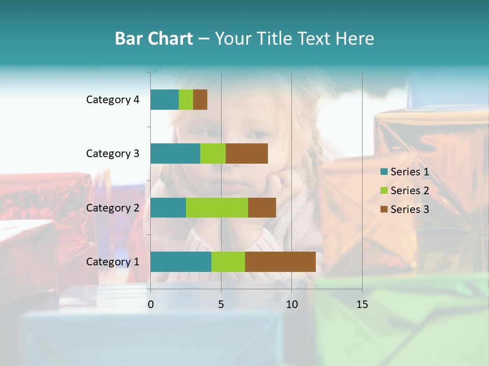 A Little Girl Sitting In Front Of A Pile Of Presents PowerPoint Template