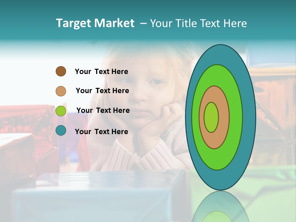 A Little Girl Sitting In Front Of A Pile Of Presents PowerPoint Template