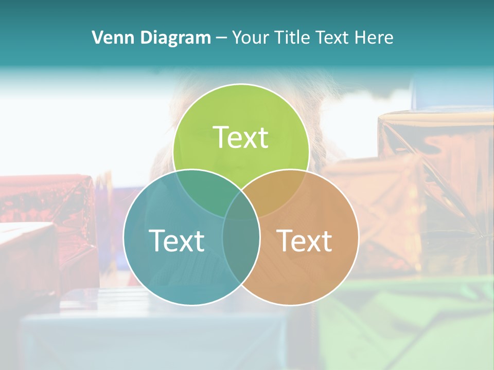 A Little Girl Sitting In Front Of A Pile Of Presents PowerPoint Template