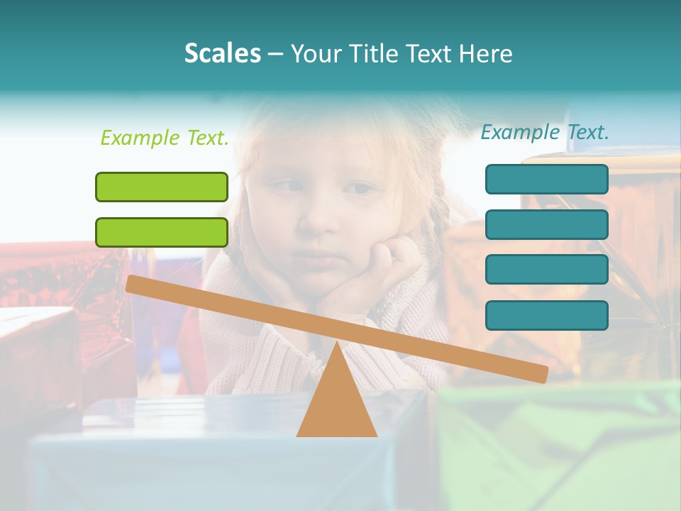 A Little Girl Sitting In Front Of A Pile Of Presents PowerPoint Template