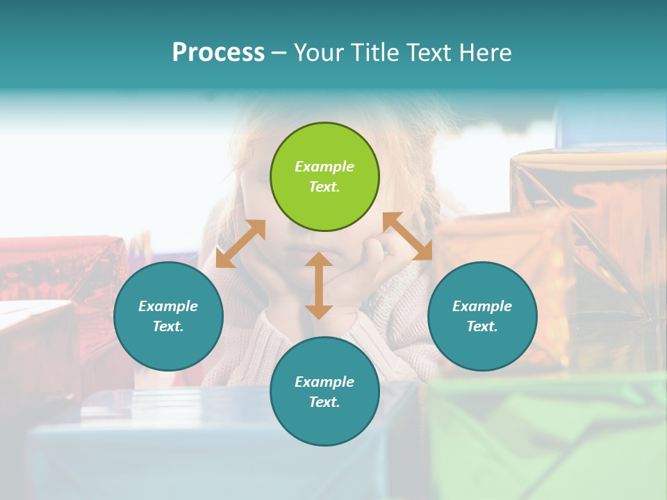 A Little Girl Sitting In Front Of A Pile Of Presents PowerPoint Template