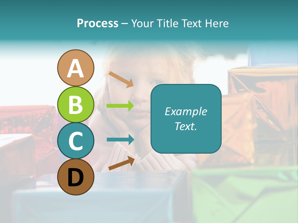 A Little Girl Sitting In Front Of A Pile Of Presents PowerPoint Template