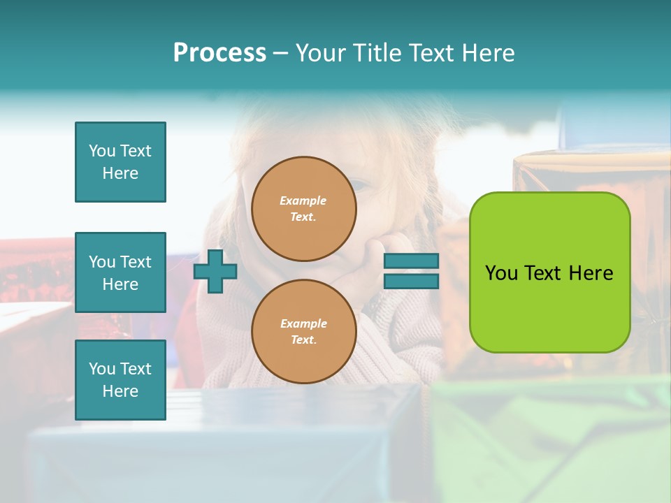 A Little Girl Sitting In Front Of A Pile Of Presents PowerPoint Template