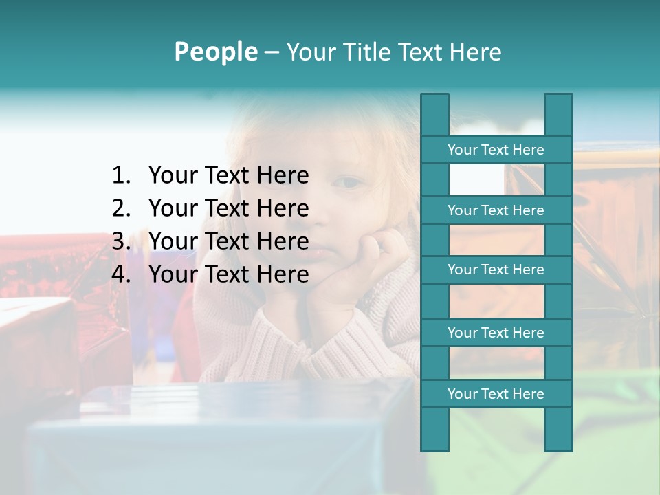 A Little Girl Sitting In Front Of A Pile Of Presents PowerPoint Template