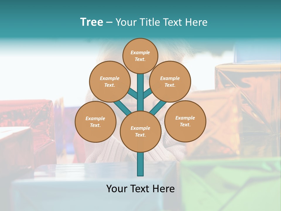 A Little Girl Sitting In Front Of A Pile Of Presents PowerPoint Template