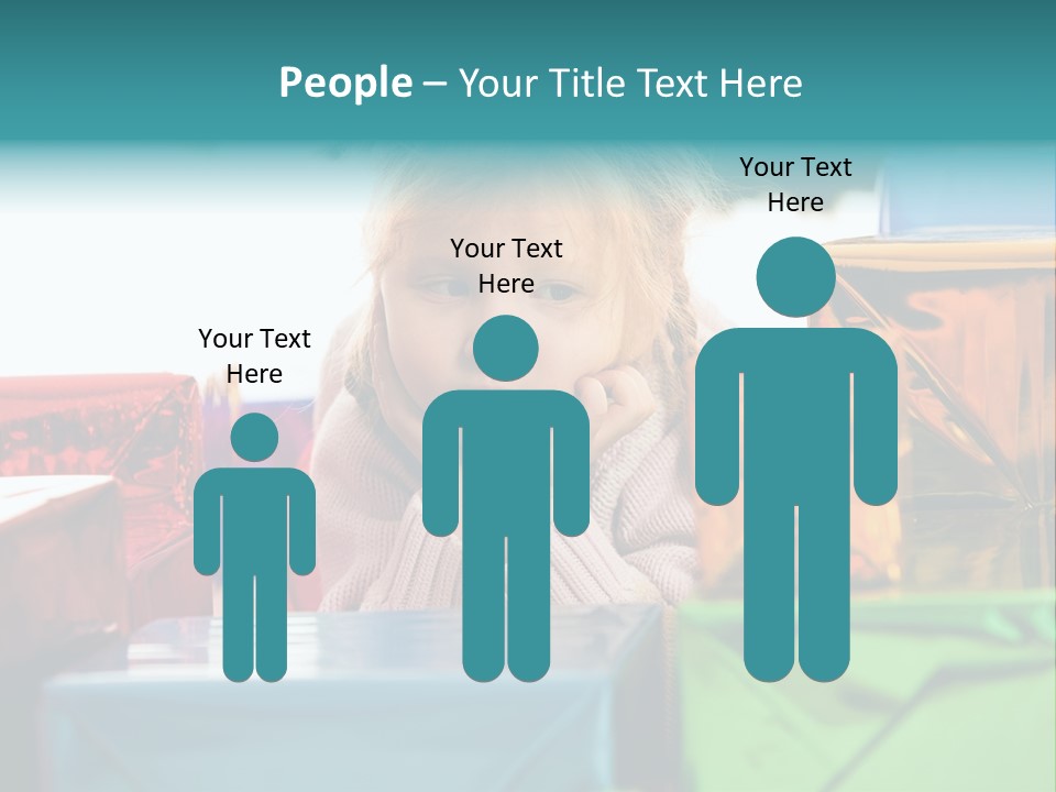 A Little Girl Sitting In Front Of A Pile Of Presents PowerPoint Template