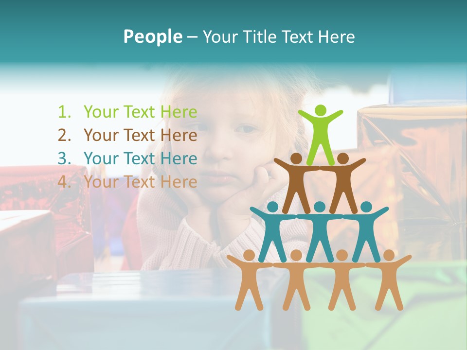 A Little Girl Sitting In Front Of A Pile Of Presents PowerPoint Template