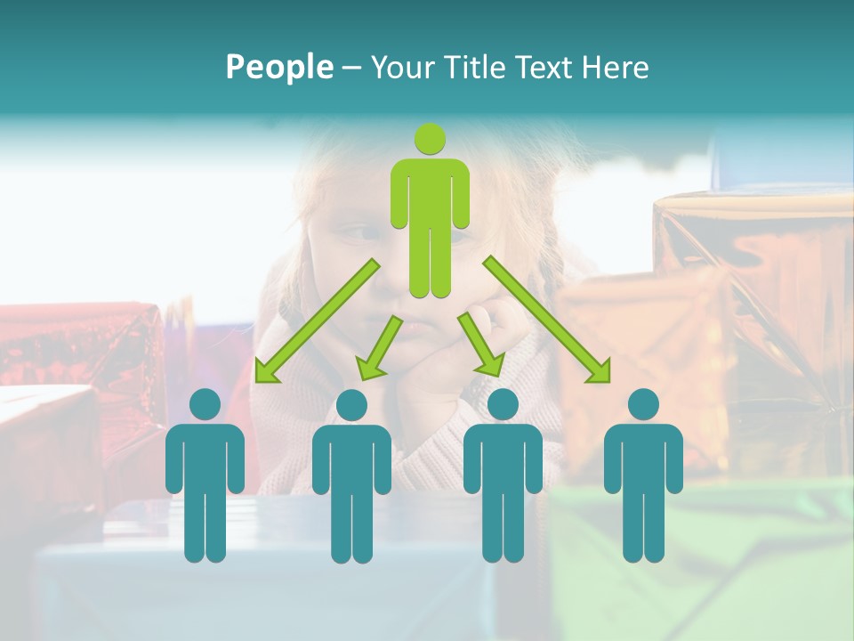 A Little Girl Sitting In Front Of A Pile Of Presents PowerPoint Template