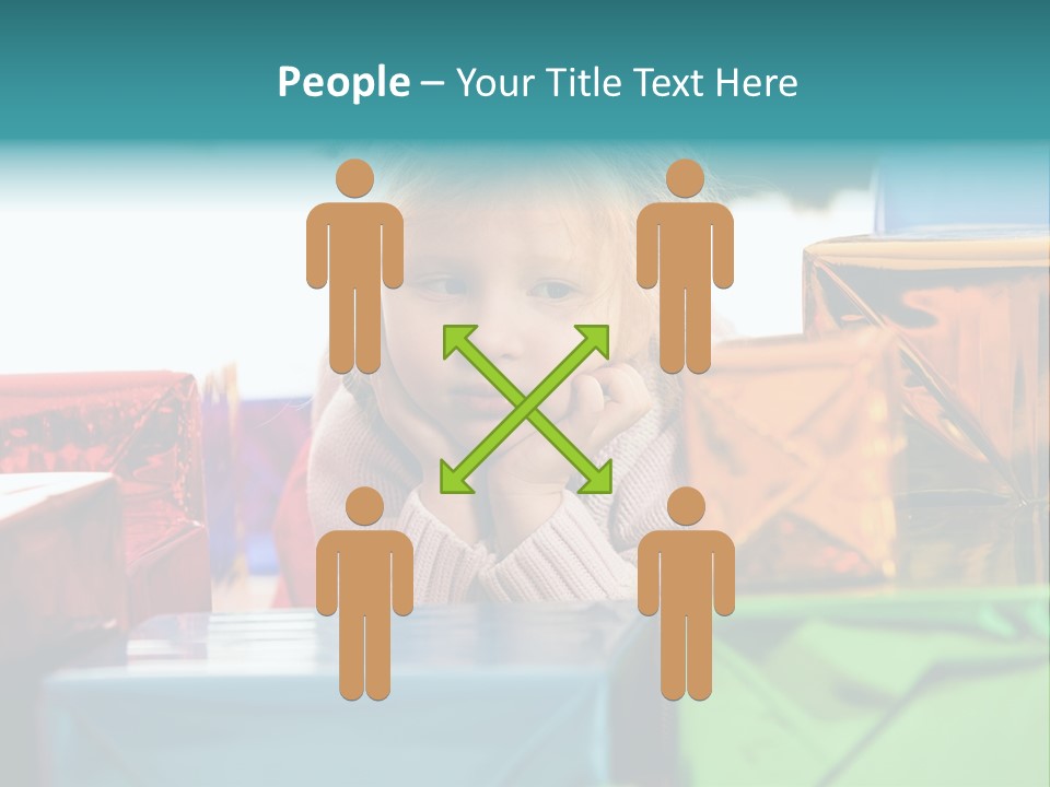 A Little Girl Sitting In Front Of A Pile Of Presents PowerPoint Template