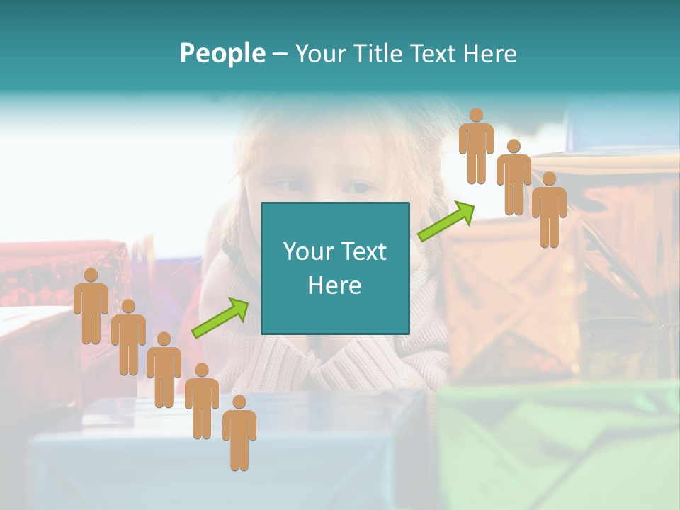 A Little Girl Sitting In Front Of A Pile Of Presents PowerPoint Template