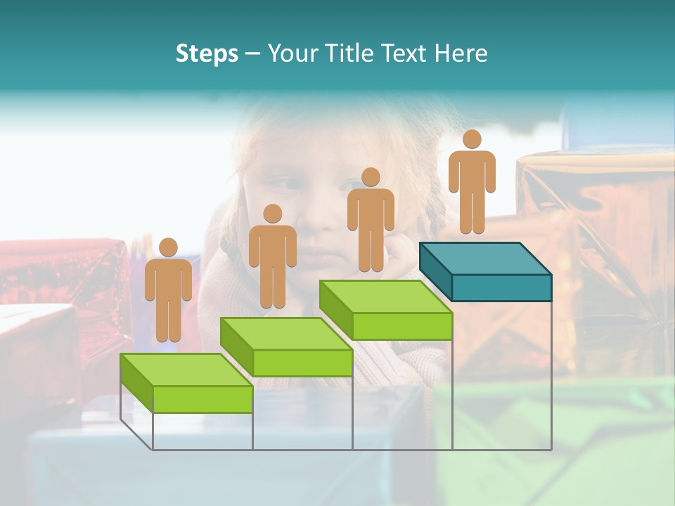 A Little Girl Sitting In Front Of A Pile Of Presents PowerPoint Template