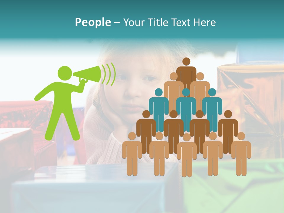 A Little Girl Sitting In Front Of A Pile Of Presents PowerPoint Template