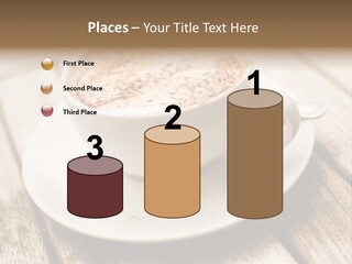 A Cup Of Coffee On A Saucer On A Wooden Table PowerPoint Template