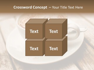 A Cup Of Coffee On A Saucer On A Wooden Table PowerPoint Template