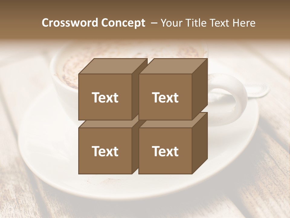 A Cup Of Coffee On A Saucer On A Wooden Table PowerPoint Template