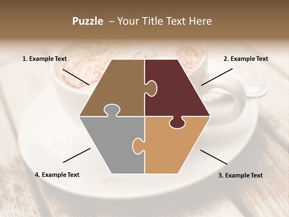 A Cup Of Coffee On A Saucer On A Wooden Table PowerPoint Template