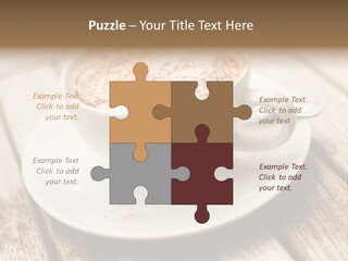 A Cup Of Coffee On A Saucer On A Wooden Table PowerPoint Template