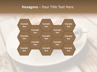A Cup Of Coffee On A Saucer On A Wooden Table PowerPoint Template