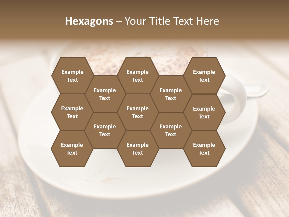 A Cup Of Coffee On A Saucer On A Wooden Table PowerPoint Template