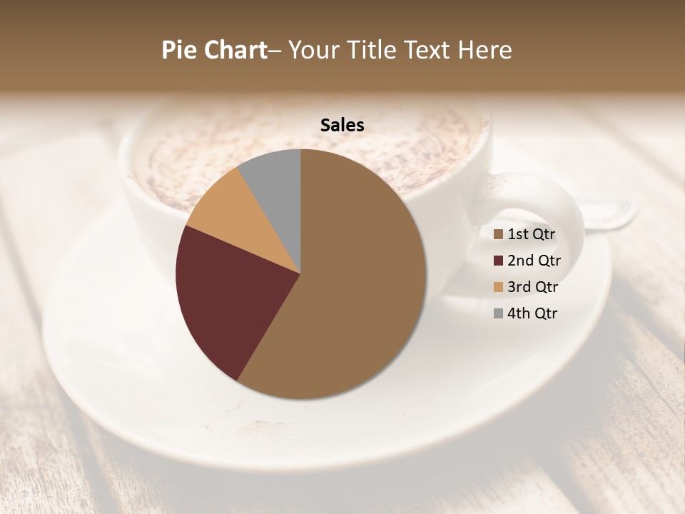 A Cup Of Coffee On A Saucer On A Wooden Table PowerPoint Template