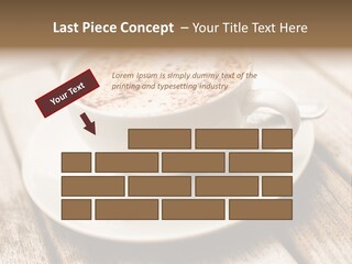 A Cup Of Coffee On A Saucer On A Wooden Table PowerPoint Template