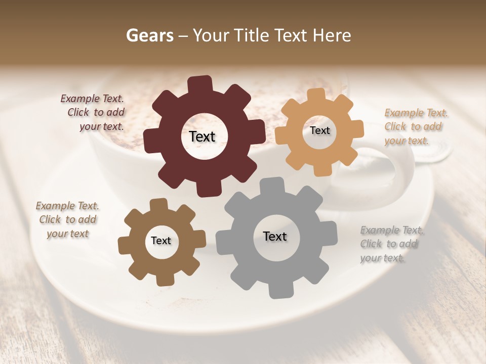 A Cup Of Coffee On A Saucer On A Wooden Table PowerPoint Template
