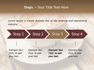 A Cup Of Coffee On A Saucer On A Wooden Table PowerPoint Template