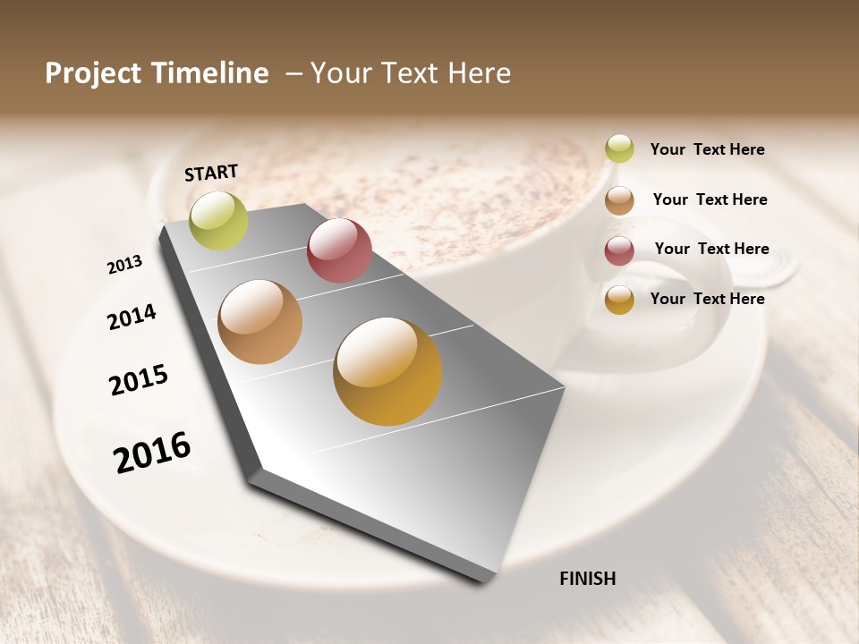 A Cup Of Coffee On A Saucer On A Wooden Table PowerPoint Template
