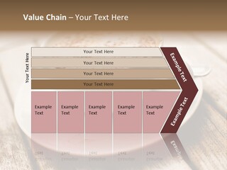 A Cup Of Coffee On A Saucer On A Wooden Table PowerPoint Template