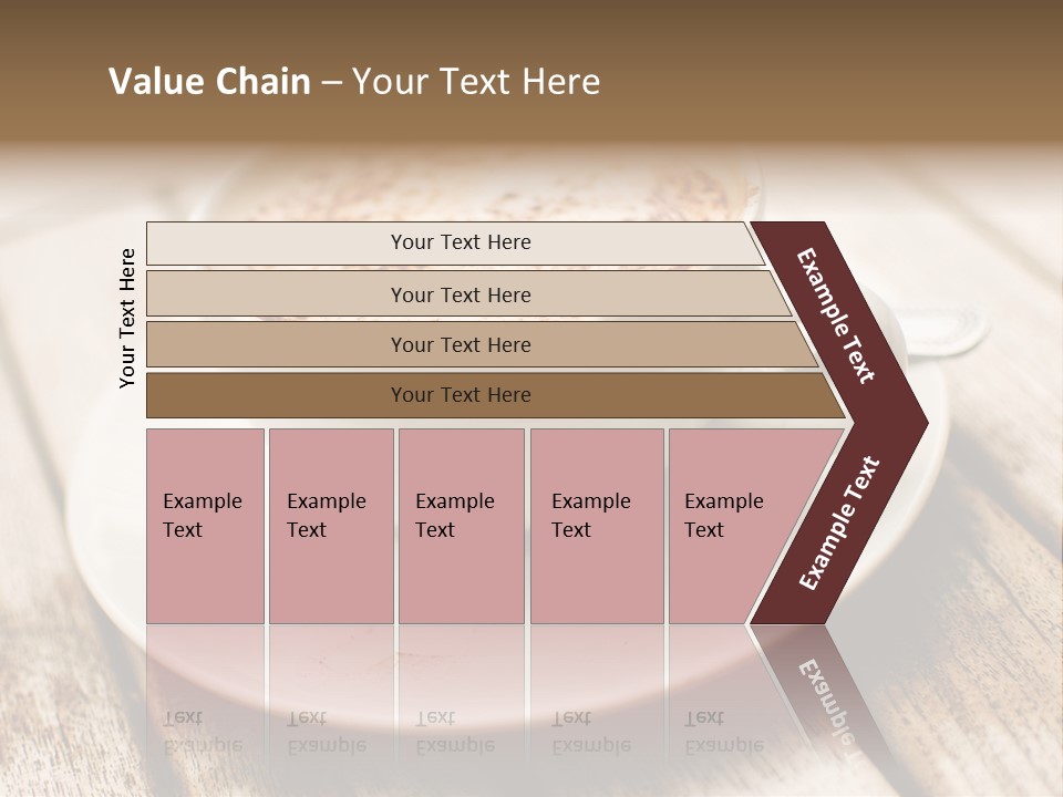A Cup Of Coffee On A Saucer On A Wooden Table PowerPoint Template