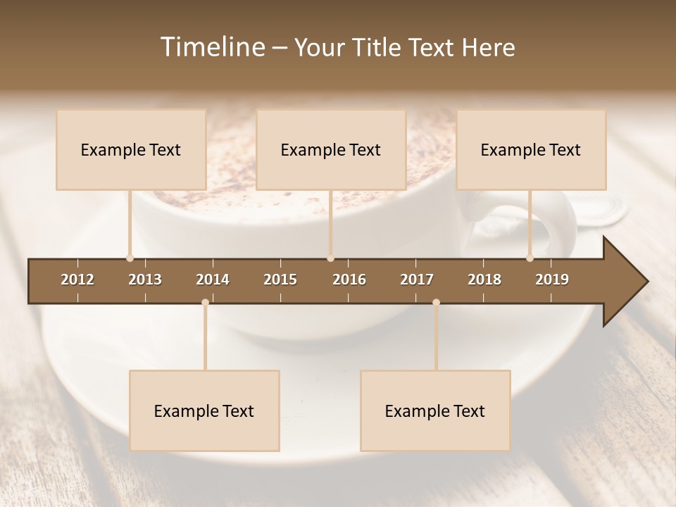 A Cup Of Coffee On A Saucer On A Wooden Table PowerPoint Template